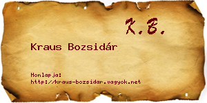 Kraus Bozsidár névjegykártya